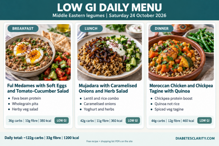 Low GI Daily Menu: Middle Eastern Legumes Day